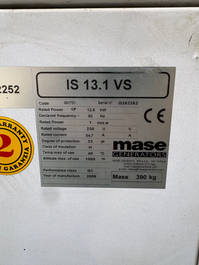 Mase IS13.1 13.1 KVA Marine Generator 1500RPM