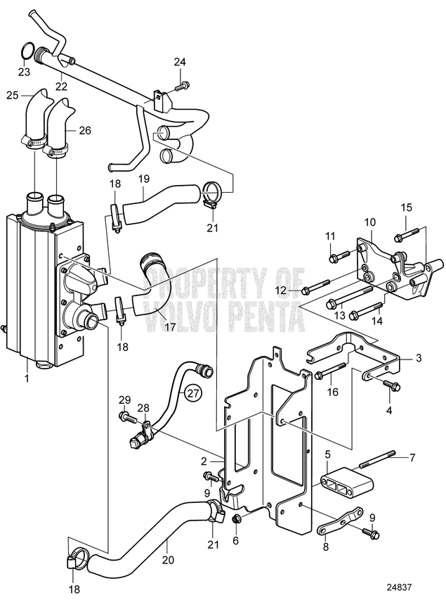 Volvo Penta D3 cooling water pipe - 21591184