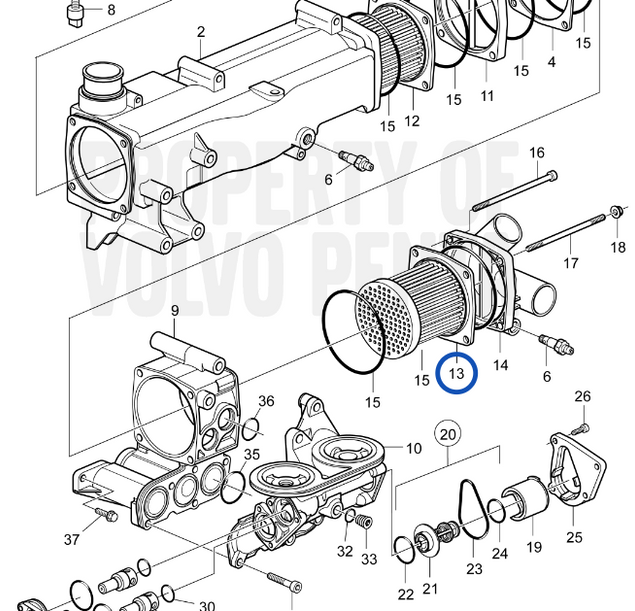 Oil cooler insert Volvo Penta D4/D6 - 40005784