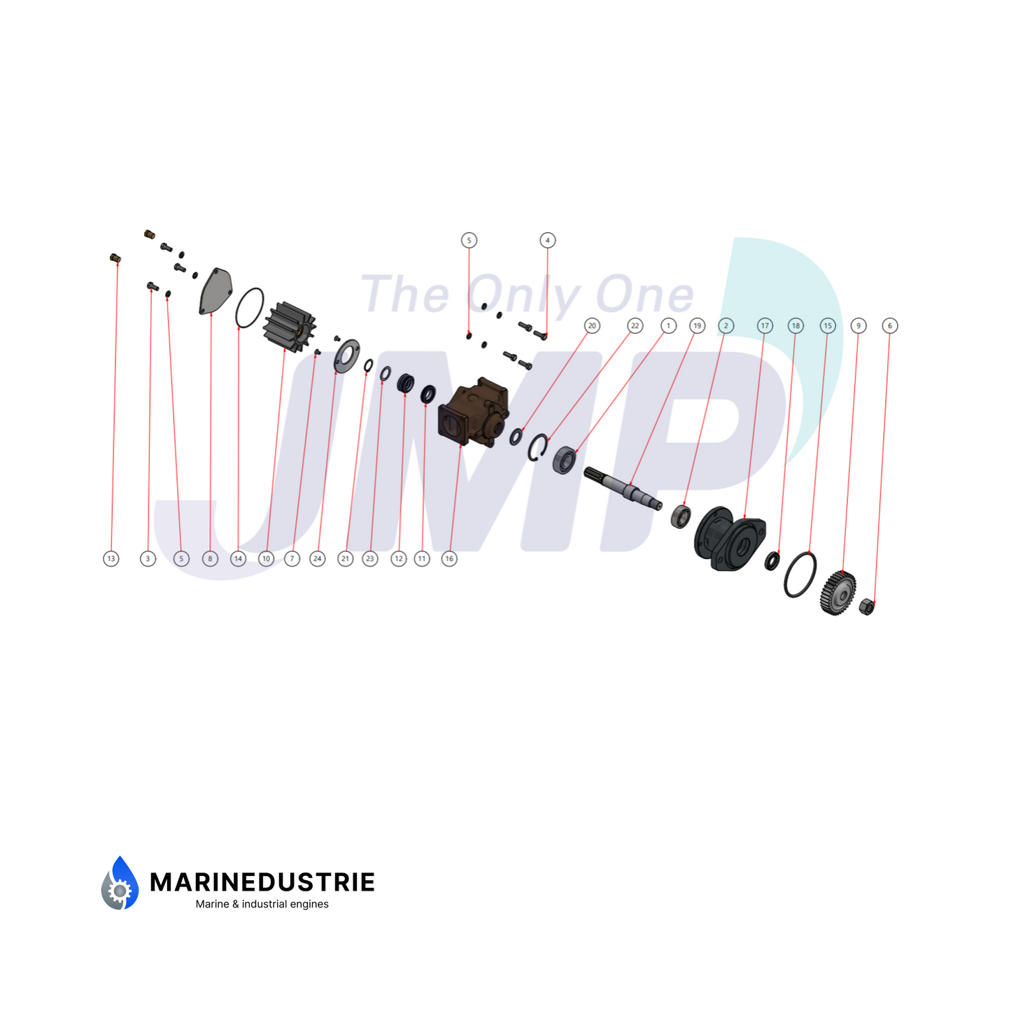 Impellerpomp - Cummins QSB 7.0 - 2886308 Koelwaterpomp.