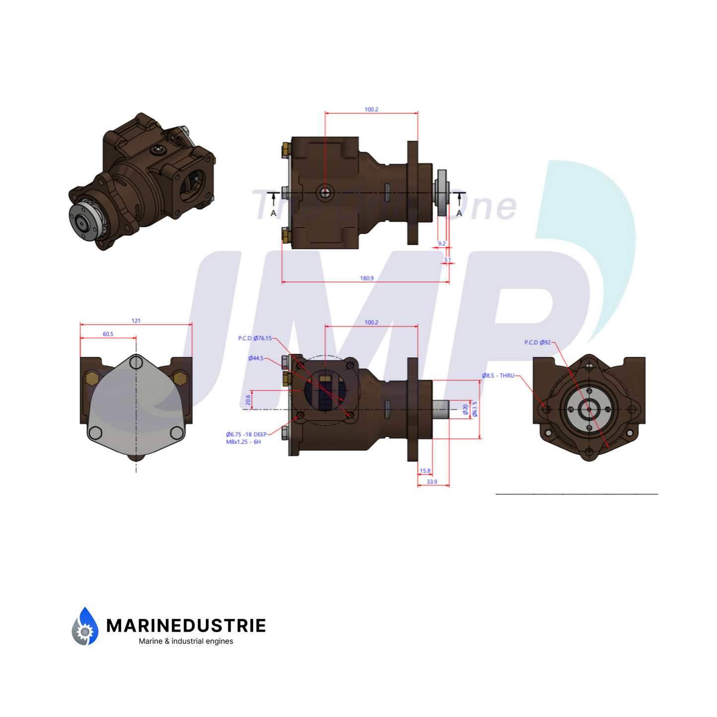 Impellerpomp Cummins - 6C, QSB 5.9, QSB 6.9, - 3922589 - 4948142 - 5268375.