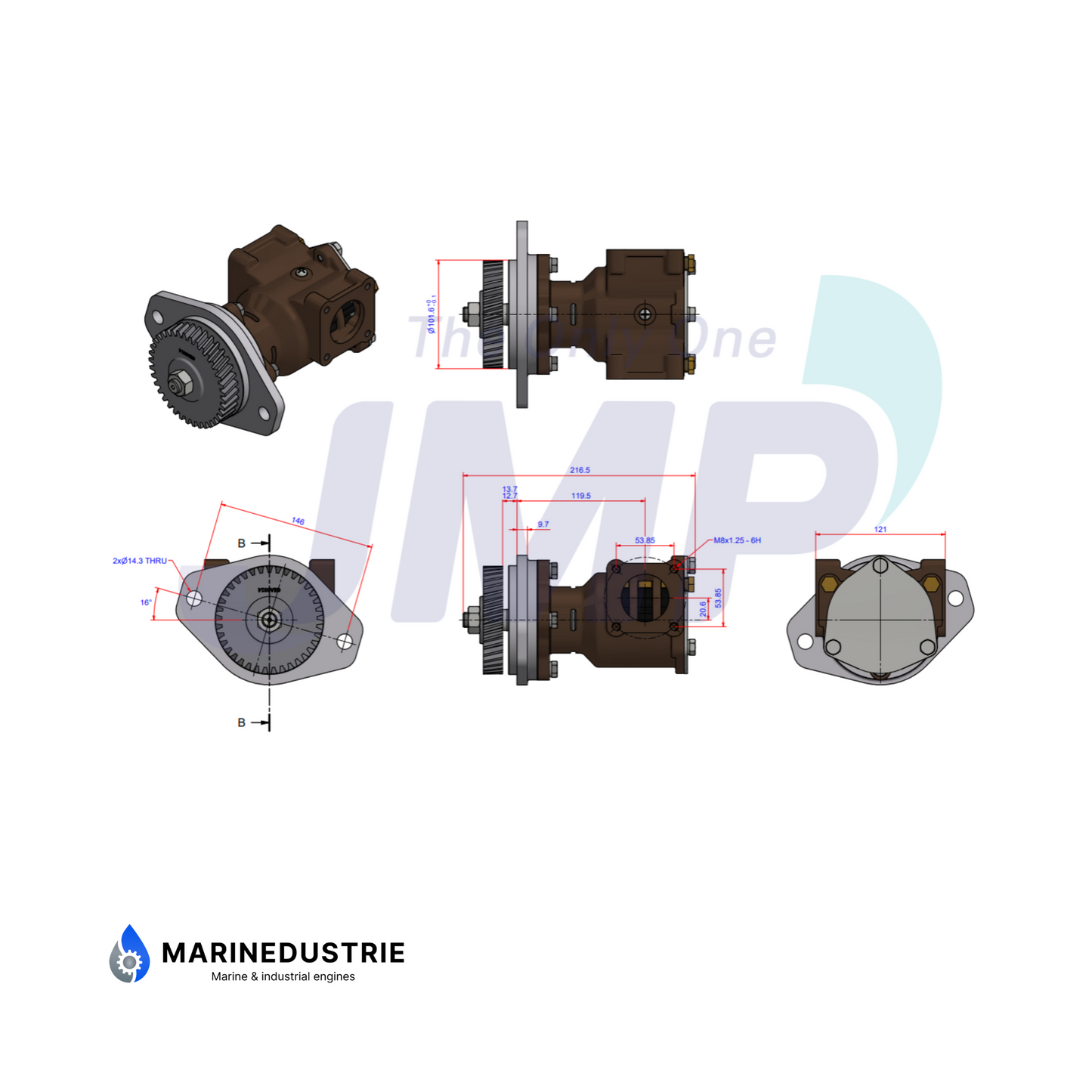 Impellerpomp Cummins 6B(T) 6C(T) - 3866493, - 3897691, - 3964765.