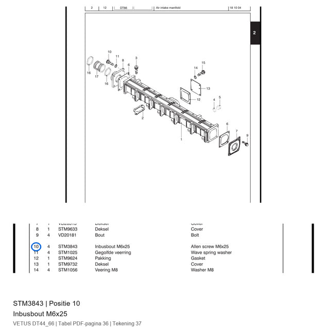 Inbusbout M6x25 - Vetus - STM3843