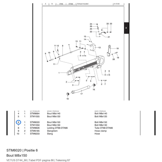 Bout M8x150 - Vetus - STM6020