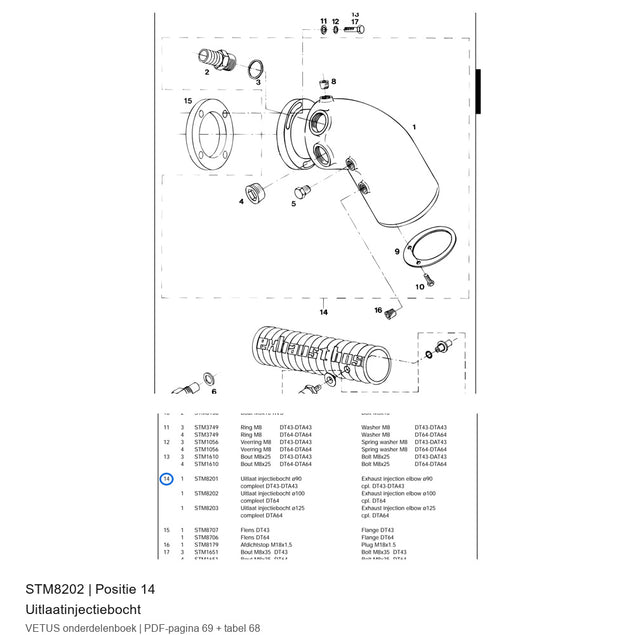 Uitlaatinjectiebocht - Vetus - STM8202