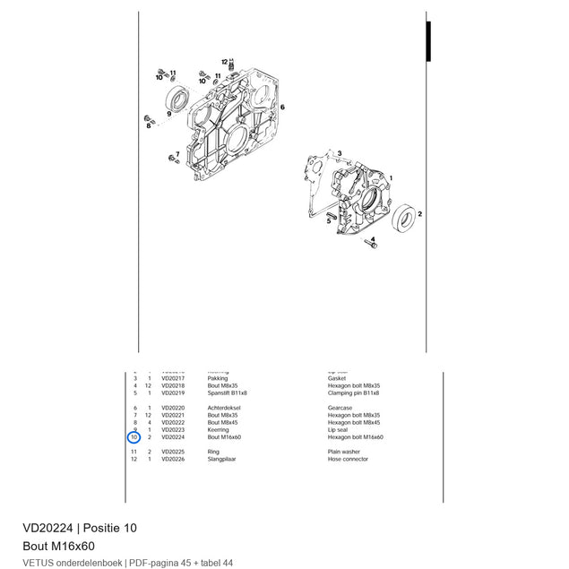 Bout M16x60 - Vetus - VD20224