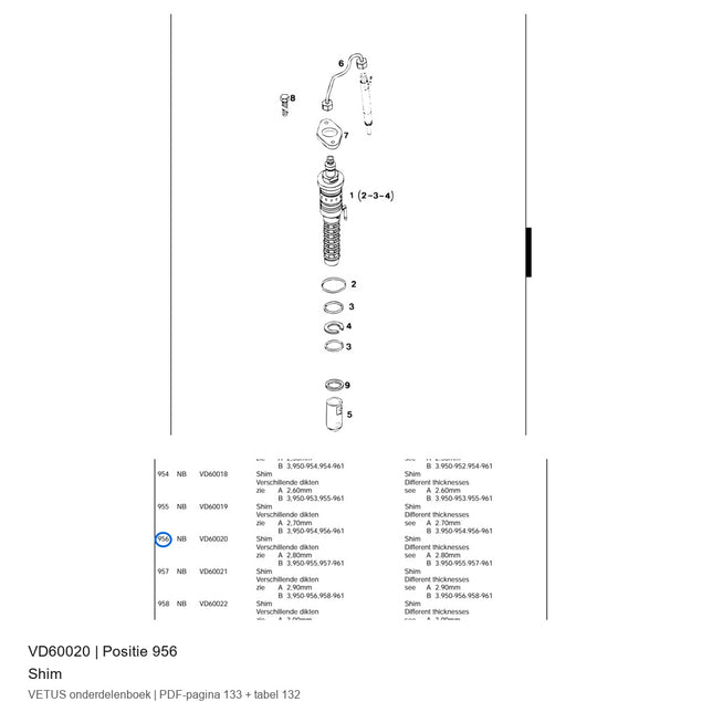 Shim - Vetus - VD60020