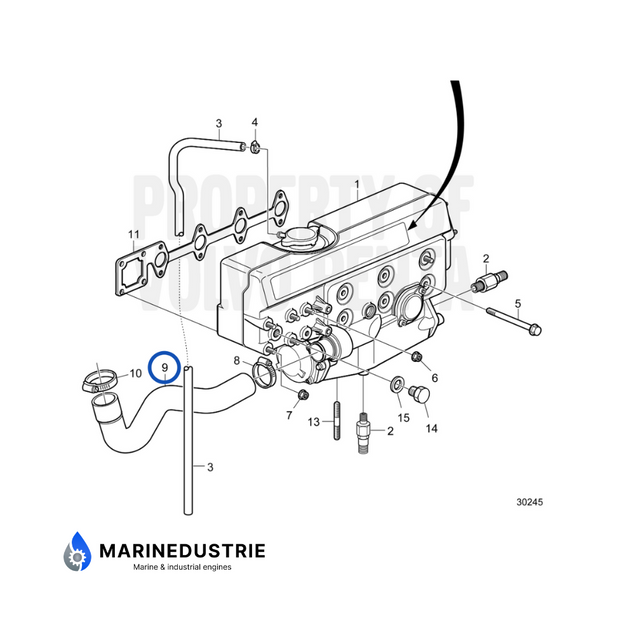 Volvo Penta D2-55 D2-75 slang uitlaatbocht - 3583065