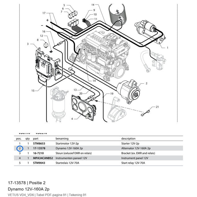 Alternator ground free - Vetus - 17-13578