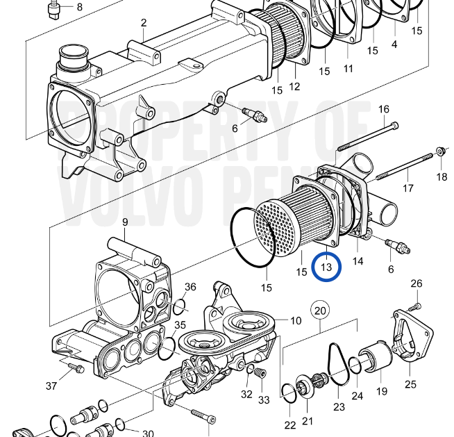 Oil cooler insert Volvo Penta D4/D6 - 40005784