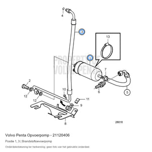 Volvo Penta opvoerpomp 21120406, positie 1 in de onderdelentekening