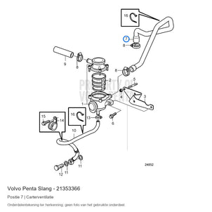 Volvo Penta slang 21353366, positie 7 in de onderdelentekening