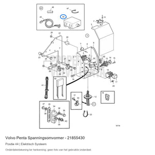 Volvo Penta spanningsomvormer 21855430, positie 44 in de onderdelentekening