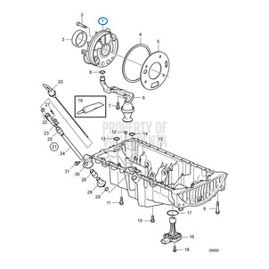 Volvo Penta oliepomp 30777092, positie 1 in onderdelentekening