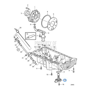 Volvo Penta olieniveaugever 31272687, positie 16 in onderdelentekening