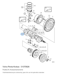 Volvo Penta krukas 31375826, positie 24 in de onderdelentekening
