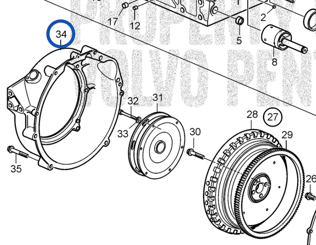 Flywheel housing Volvo Penta D1 D2 - 21729462 3818550