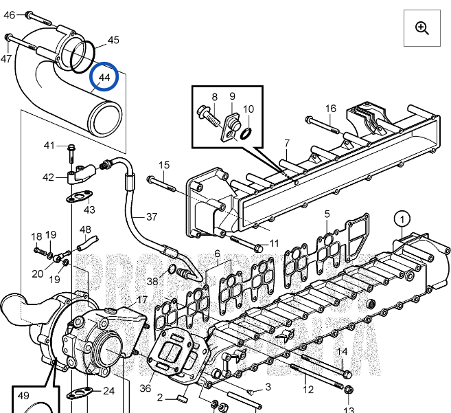 Intake elbow Volvo Penta D4 D6 - 3812945